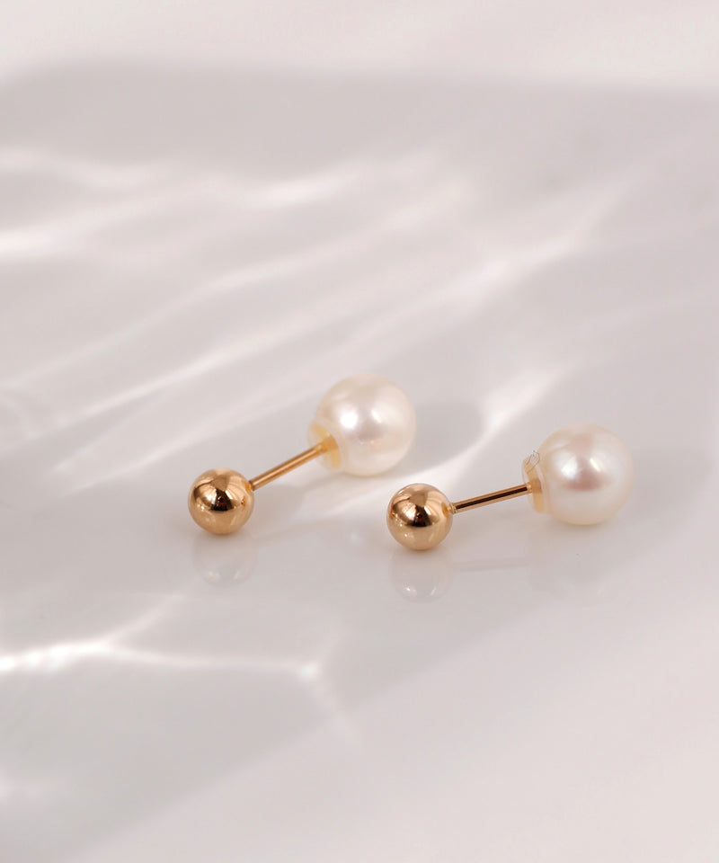 淡水パールバックキャッチピアス[K10][Basic]