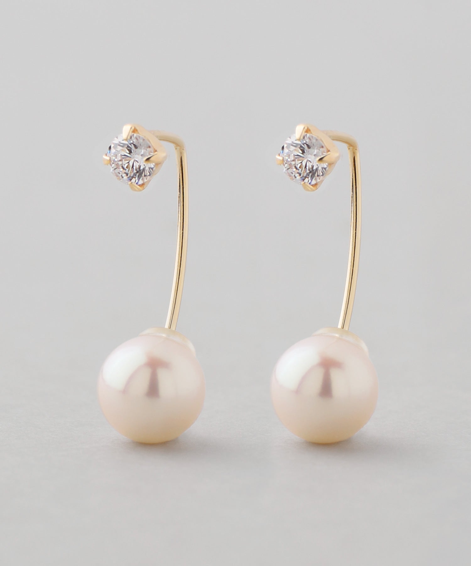 mimi33】ビジュー×淡水パールバックキャッチピアス[K10][Basic