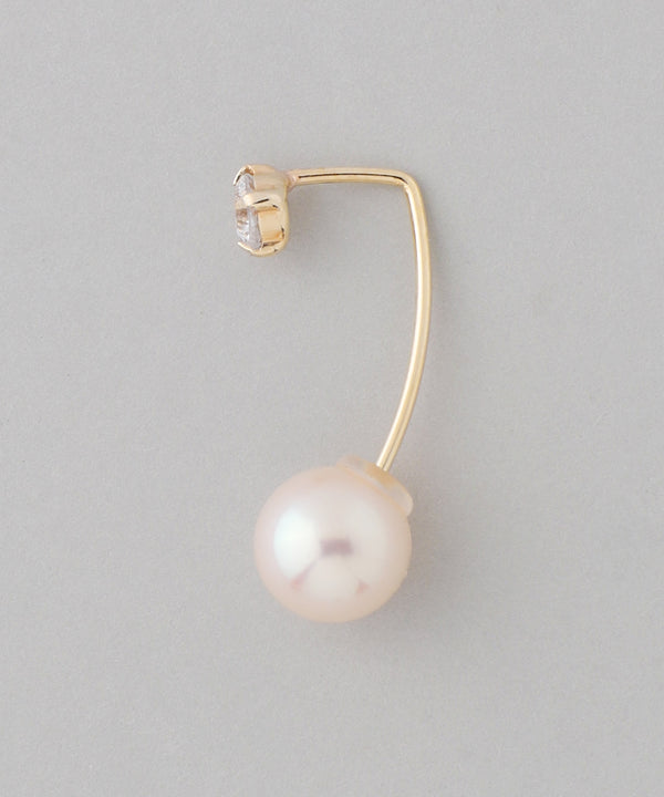 ビジュー×淡水パールバックキャッチピアス[K10][Basic]