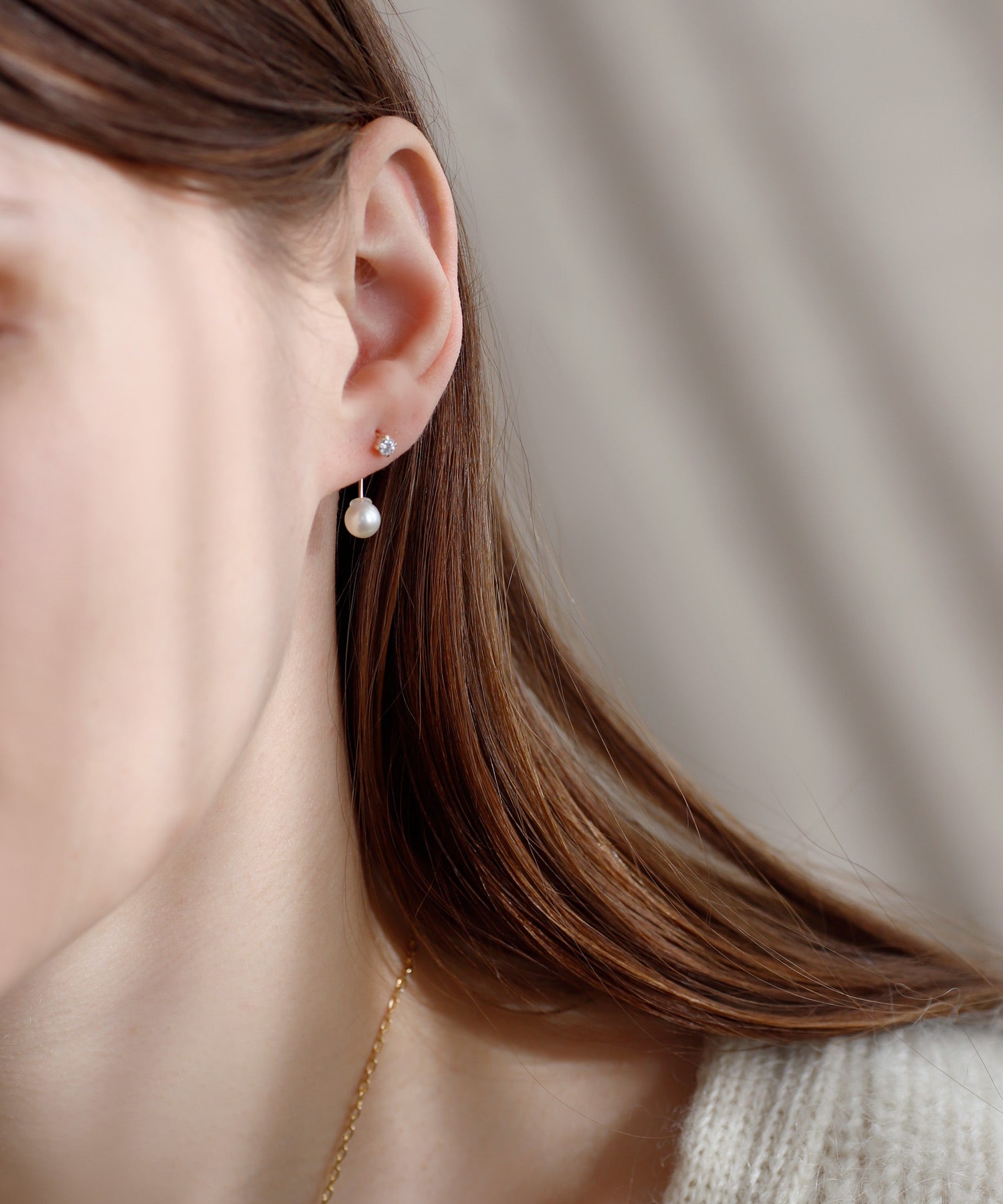 mimi33】ビジュー×淡水パールバックキャッチピアス[K10][Basic