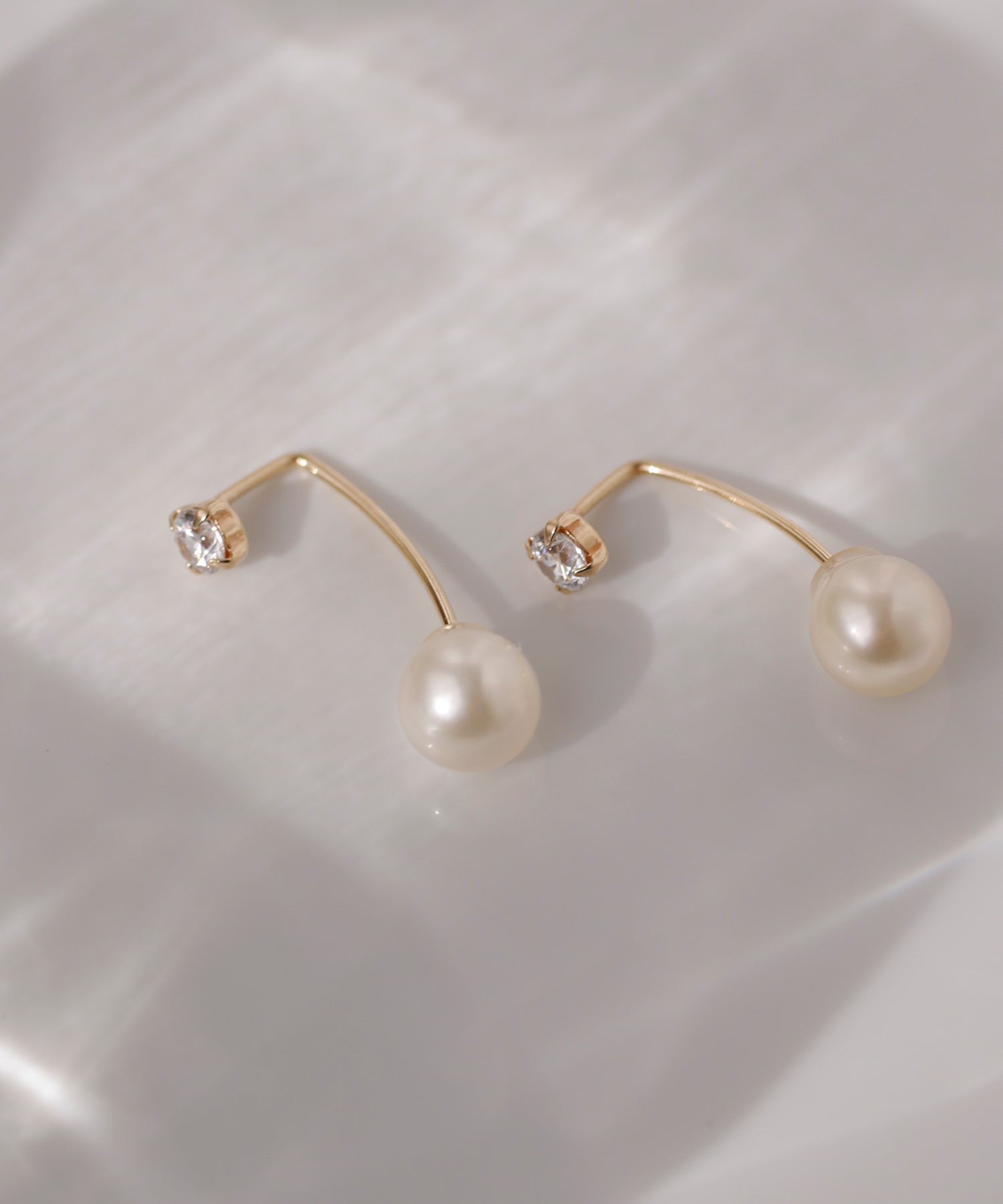 mimi33】ビジュー×淡水パールバックキャッチピアス[K10][Basic
