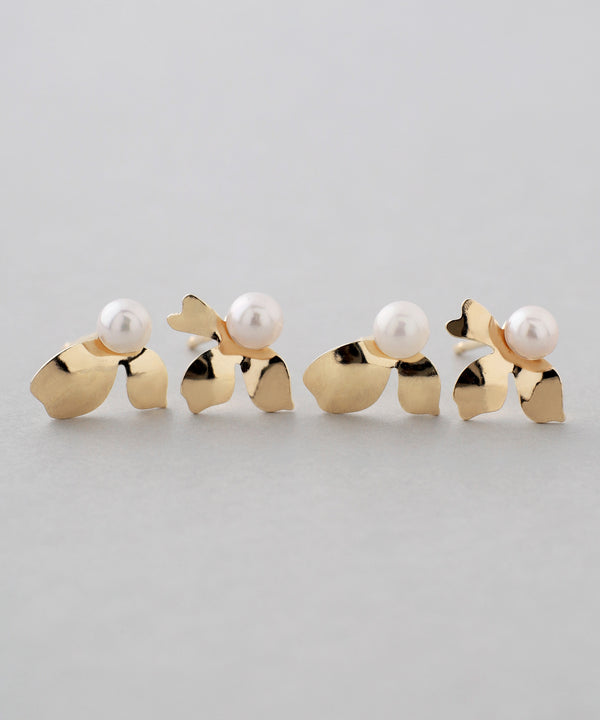 パールアシメピアス[K10][Basic]