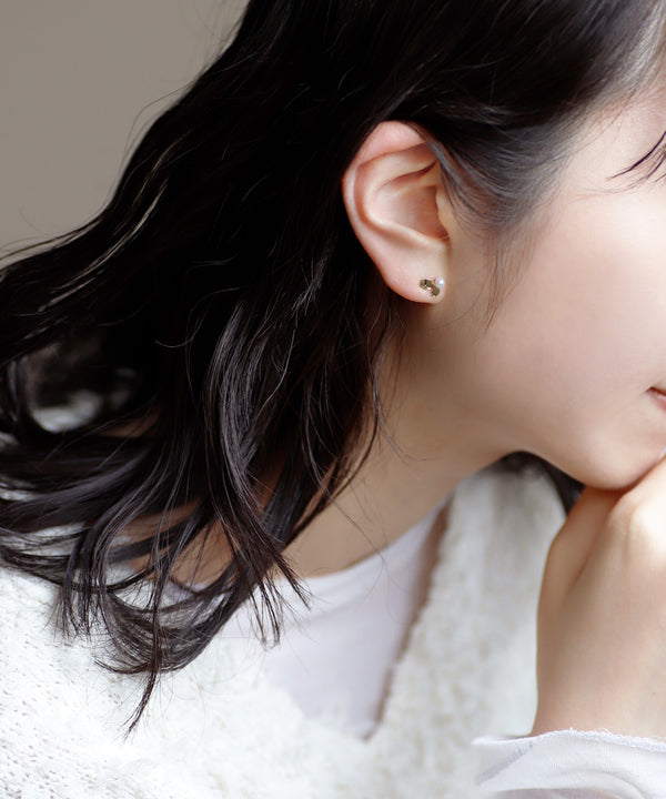 パールアシメピアス[K10][Basic]