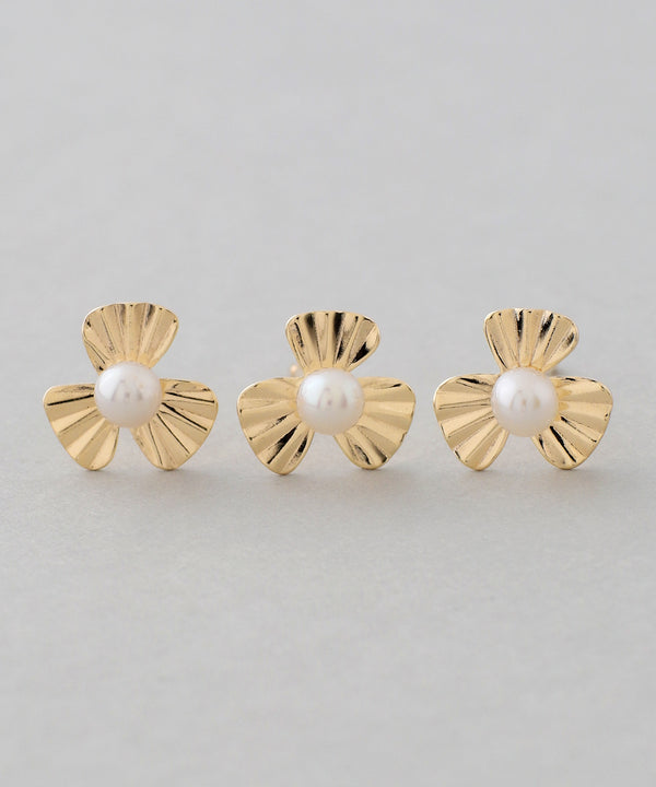 パール×フラワーピアス[K10][Basic]