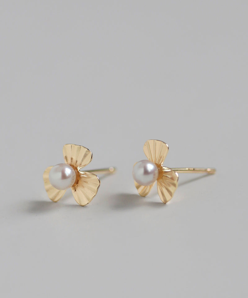 パール×フラワーピアス[K10][Basic]