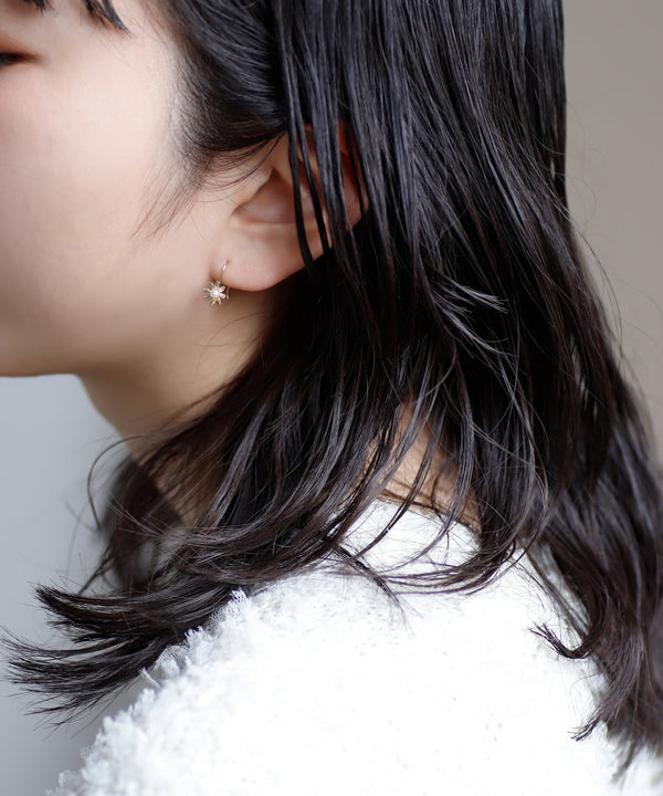 パール×フラワーフックピアス[K10][Basic]