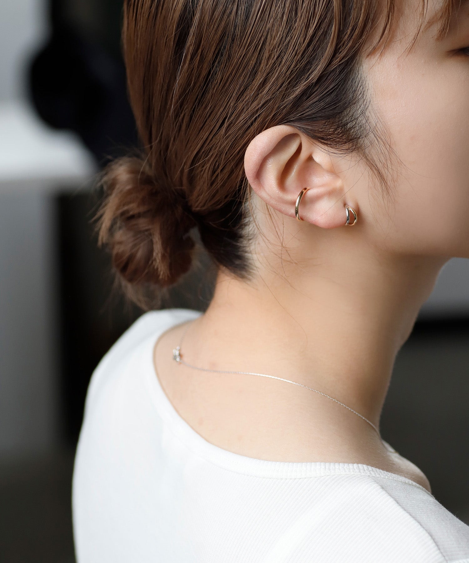 mimi33】コンビカラーフープピアス[K10・プラチナ][Basic]｜アネモネ