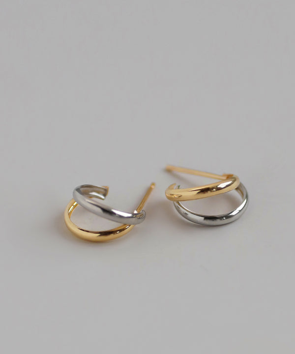 mimi33】コンビカラーフープピアス[K10・プラチナ][Basic]｜アネモネ