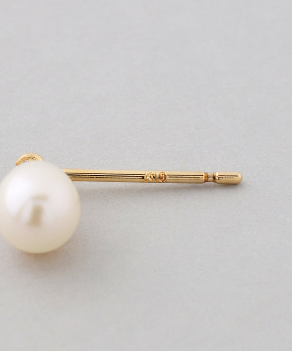 ビジュー×淡水パールピアス[K10][Basic]