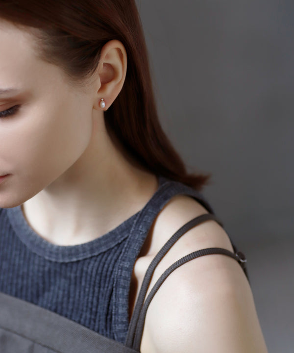 ビジュー×淡水パールピアス[K10][Basic]