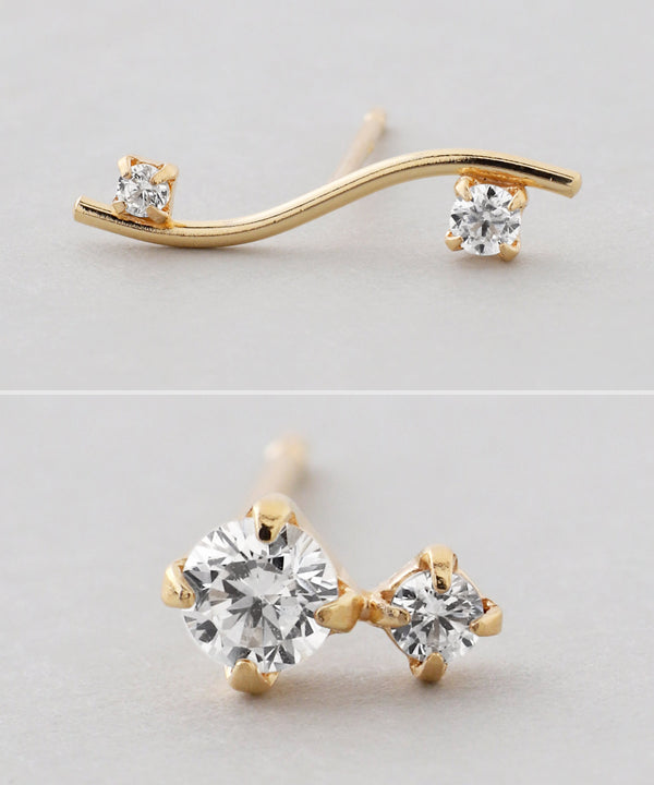 ビジューアシメピアス[K10][Basic]