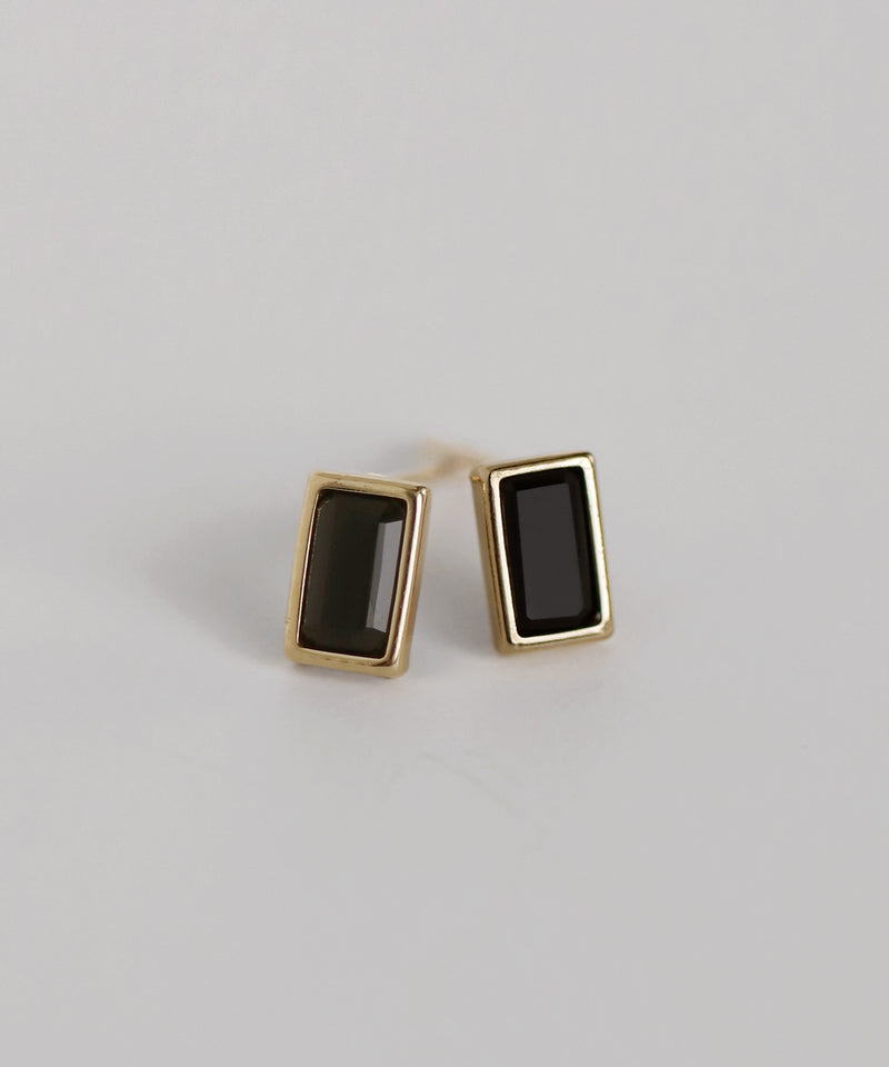 Natural stone square earrings [K10][Basic]