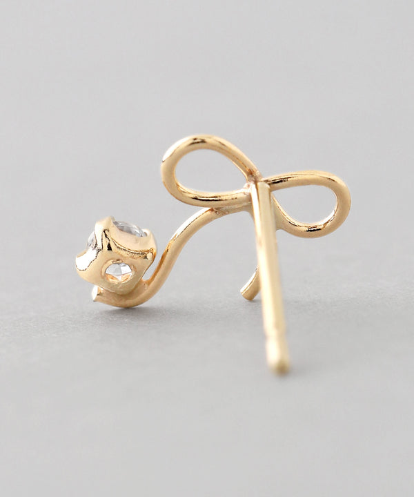 ビジューリボンピアス[K10][Basic]