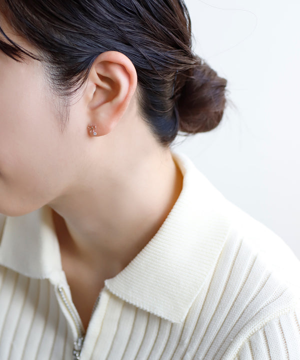 ビジューリボンピアス[K10][Basic]