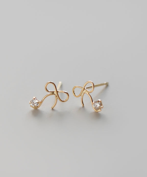 ビジューリボンピアス[K10][Basic]