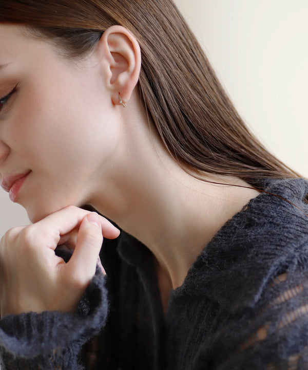 Bijou x Curl Line Hook Earrings [K10][Basic]