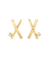 ビジュー×クロスラインピアス[K10][Basic]