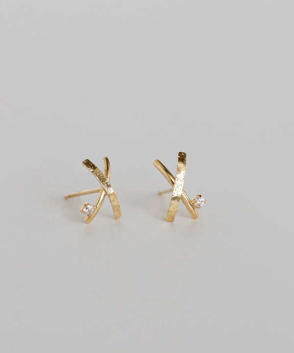 mimi33] Bijou x Cross Line Earrings [K10][Basic] | Anemone, Sienna