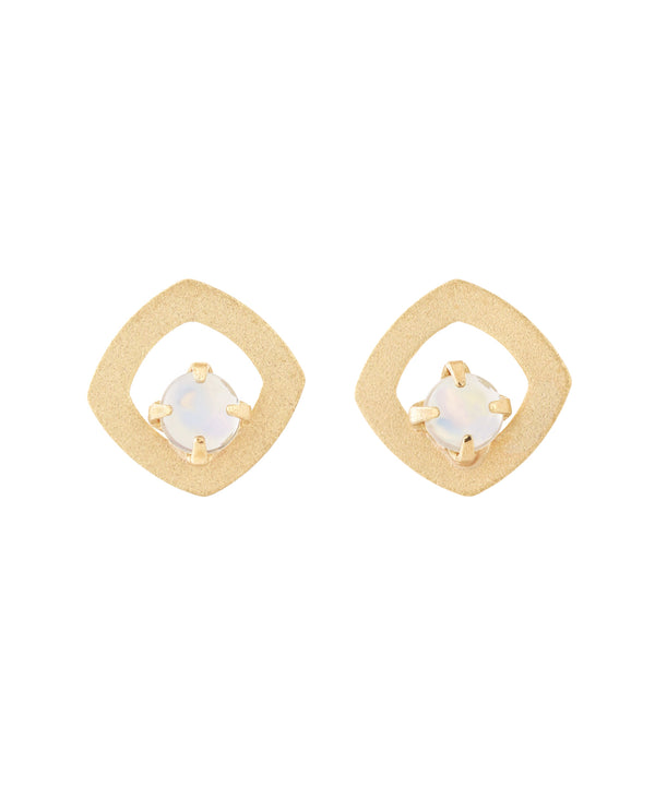 オパール×スクエアピアス[K10][Basic]