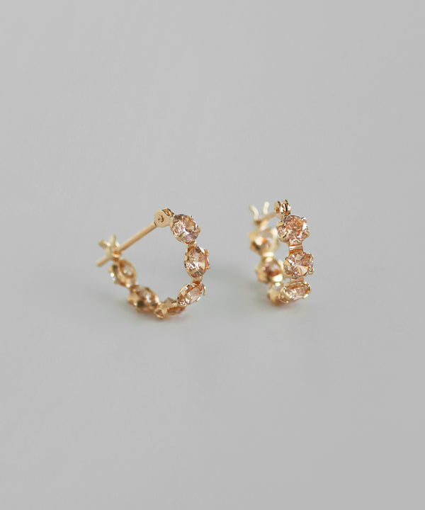 カラービジューフープピアス[K10][Basic]