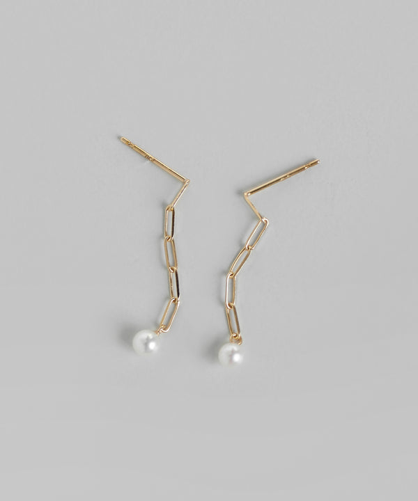 淡水パール×チェーンピアス[K10][Basic]