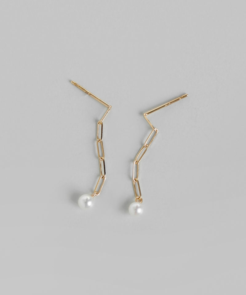 淡水パール×チェーンピアス[K10][Basic]