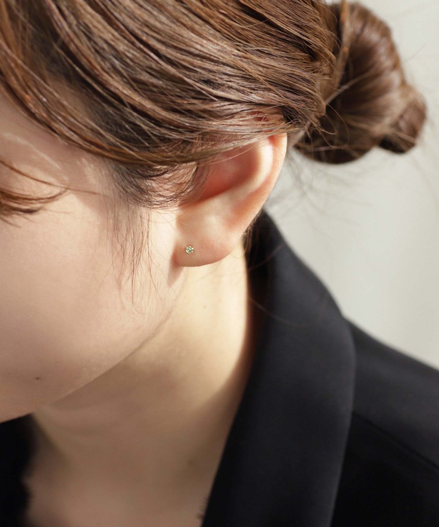 mimi33】天然石ピアス[K10][Basic]｜アネモネ・シエナロゼ・ミミサン