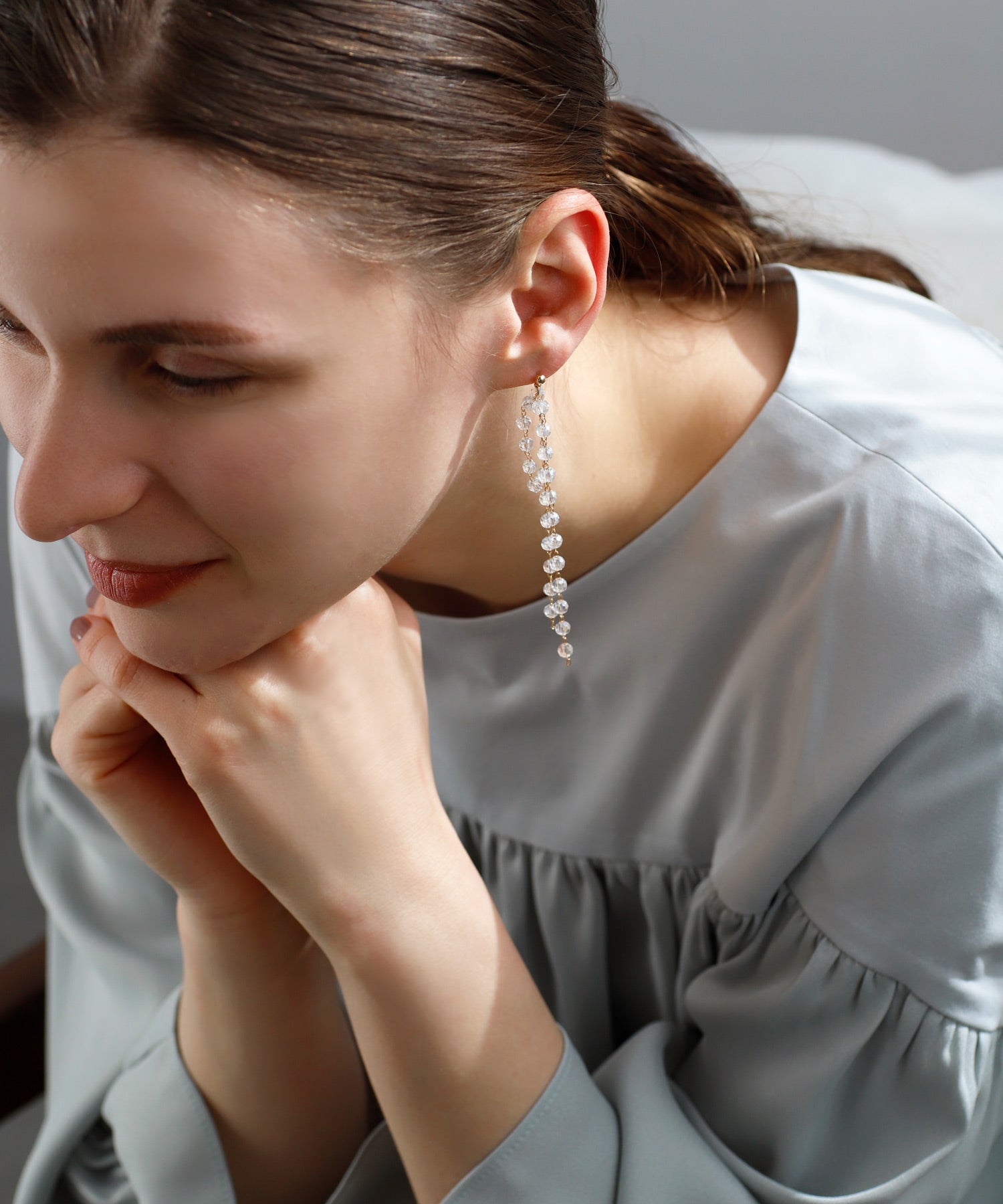 MICHIRU パール ロングピアス 個性的 MICHIRU パール ロングピアス