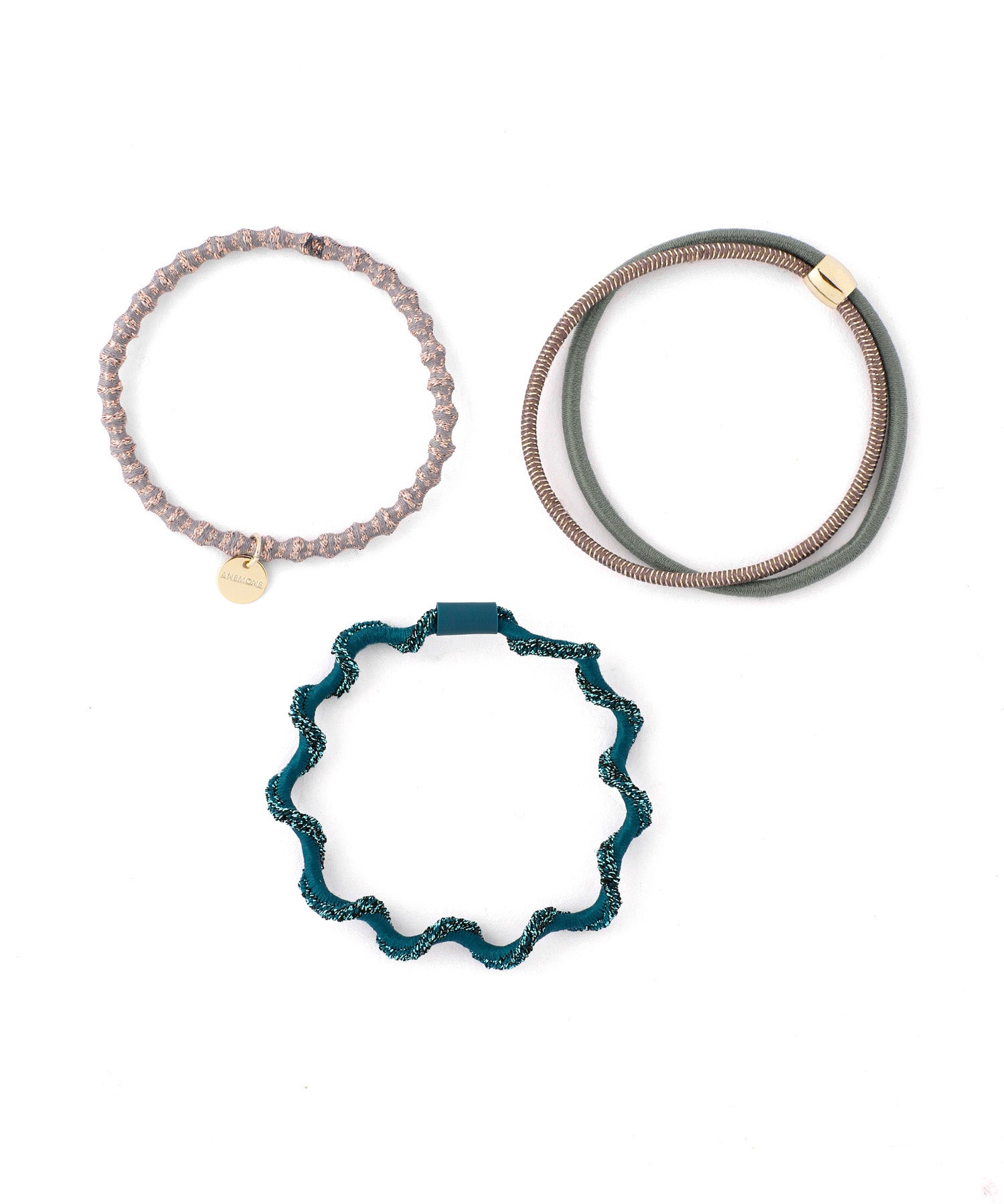 ANEMONE】ラメ×ツイストデザインヘアゴム[3本セット]｜SANPO ONLINE