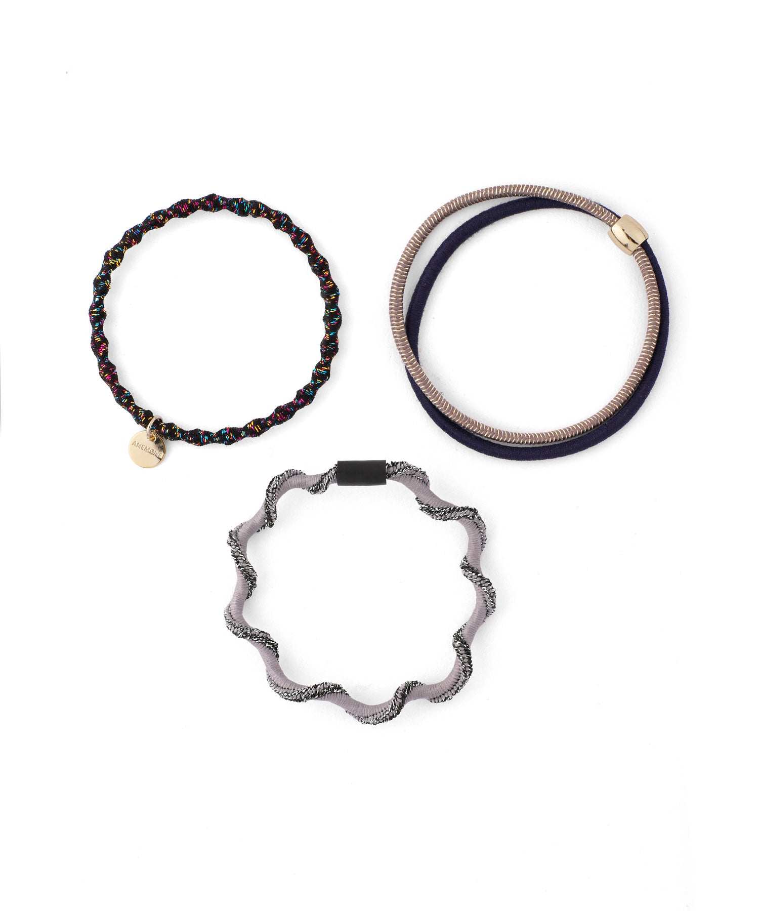 ANEMONE】ラメ×ツイストデザインヘアゴム[3本セット]｜SANPO ONLINE