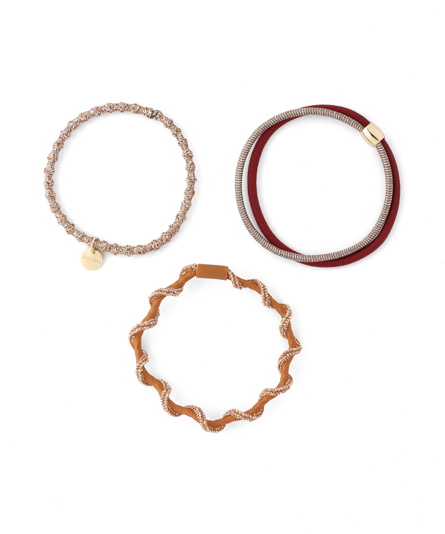 ANEMONE】ラメ×ツイストデザインヘアゴム[3本セット]｜SANPO ONLINE