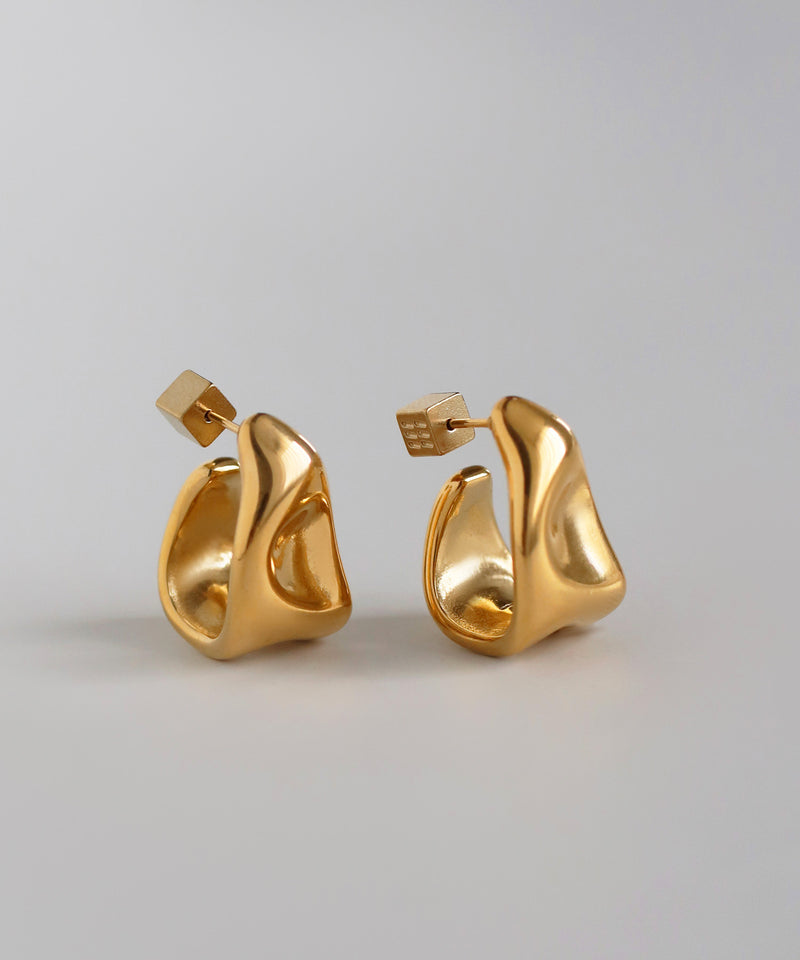 ニュアンスワイドフープピアス[ステンレス][Ownideal]