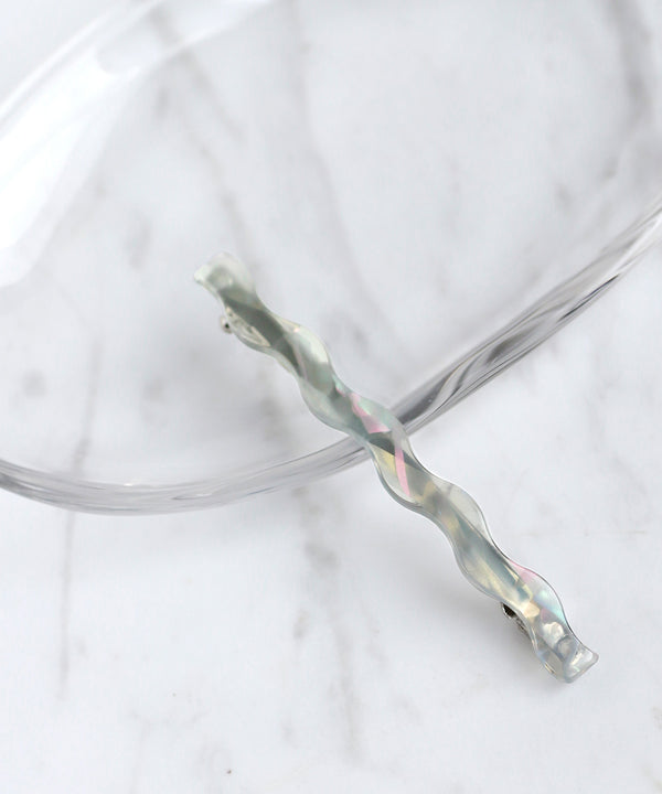 ストライプマーブルウェーブバレッタ