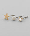 ビジュー×スターピアス［4ペアセット］