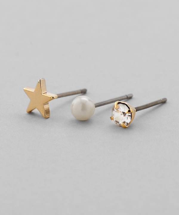 ビジュー×スターピアス［4ペアセット］