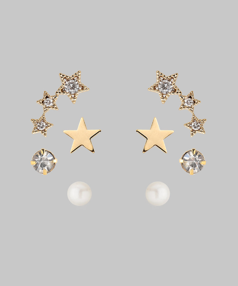 ビジュー×スターピアス［4ペアセット］