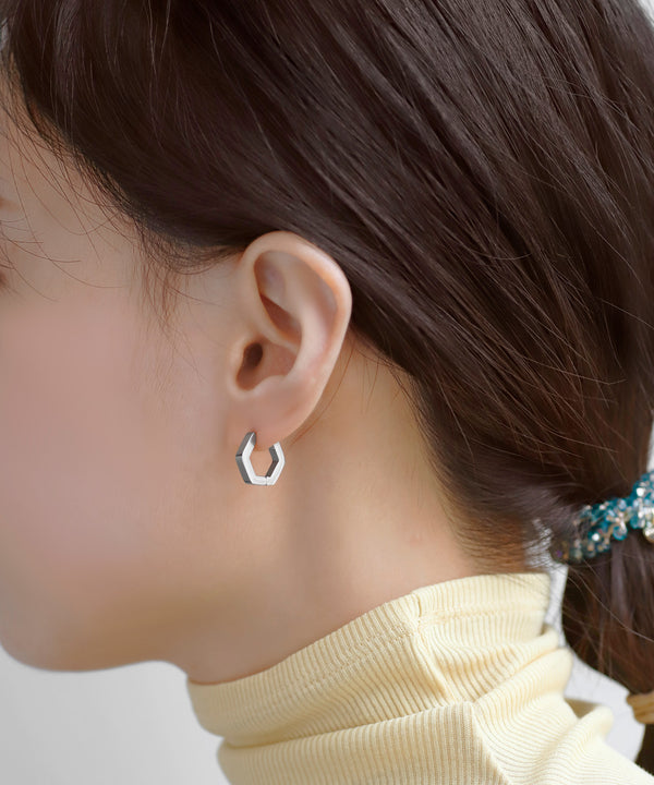 【ステンレス】ヘキサゴンフープピアス