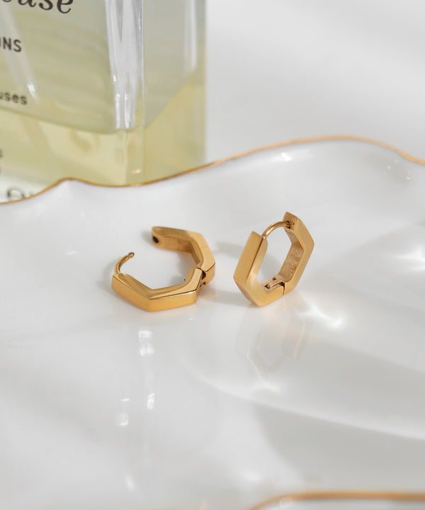 【ステンレス】ヘキサゴンフープピアス