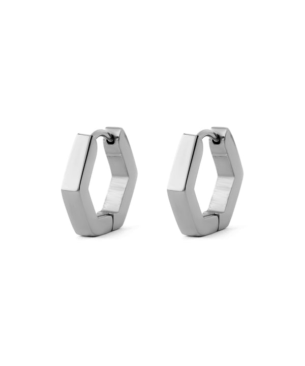 [Stainless Steel] Hexagon Hoop Earrings