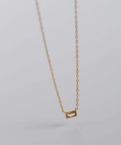 スクエアビジューネックレス[ステンレス][Basic]