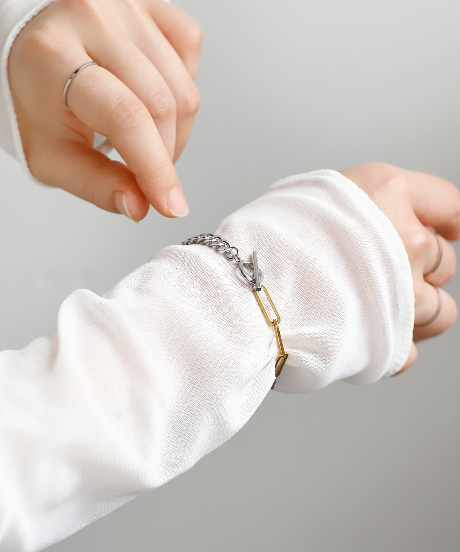 ANEMONE】【ステンレス】コンビカラーマンテルブレスレット｜アネモネ