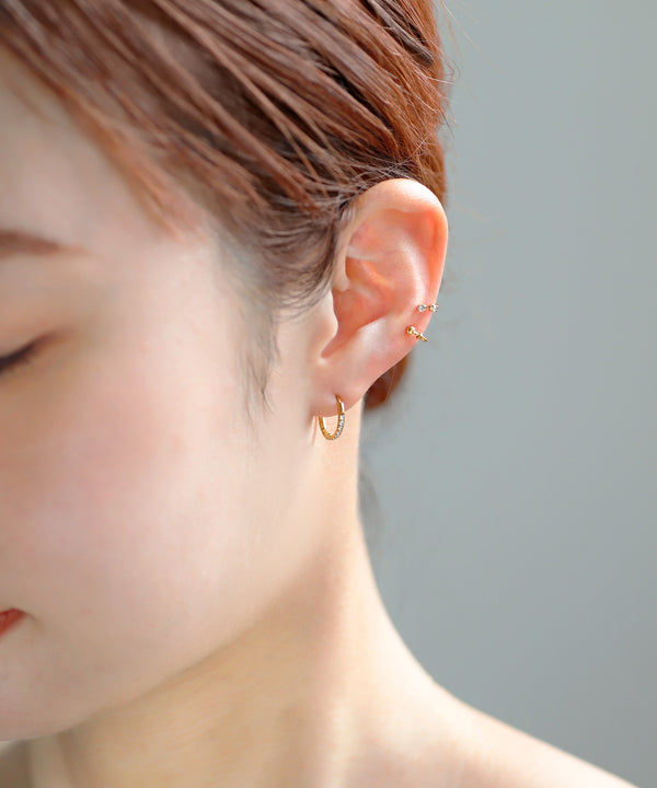 【ステンレス】ビジューラインフープピアス