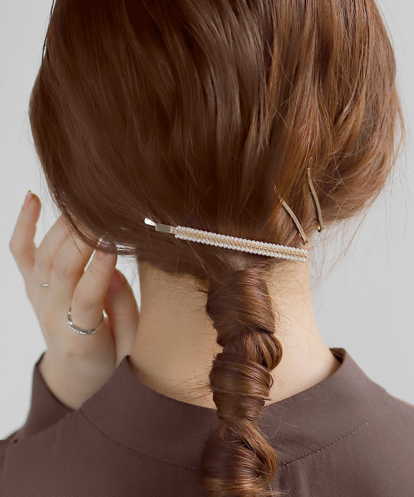 パール×メタルドットラインヘアピン