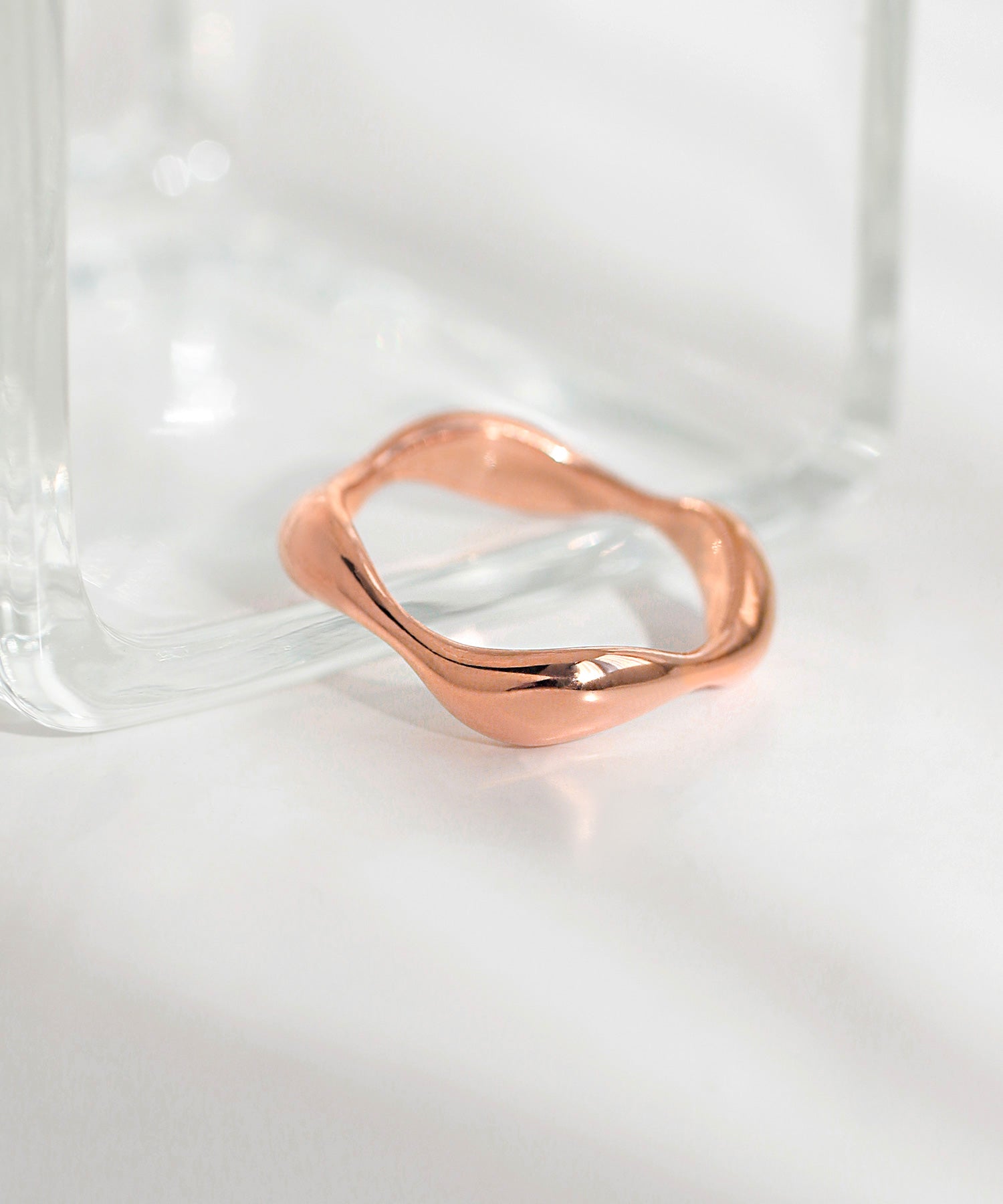 ANEMONE】【ステンレス】ウェーブメタルリング｜アネモネ・シエナロゼ