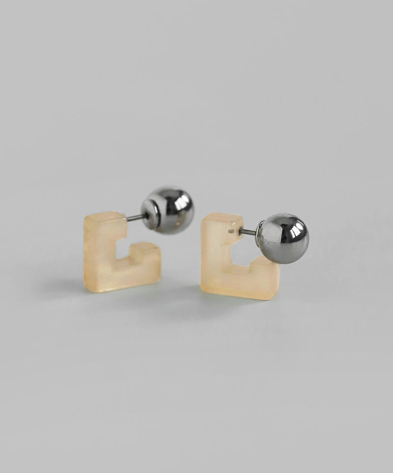 カラースクエアバックキャッチピアス[Ownideal]