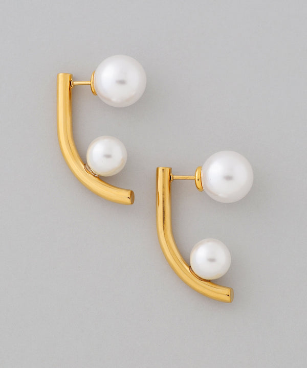 Pearl back-catch earrings [stainless steel] [Ownideal]