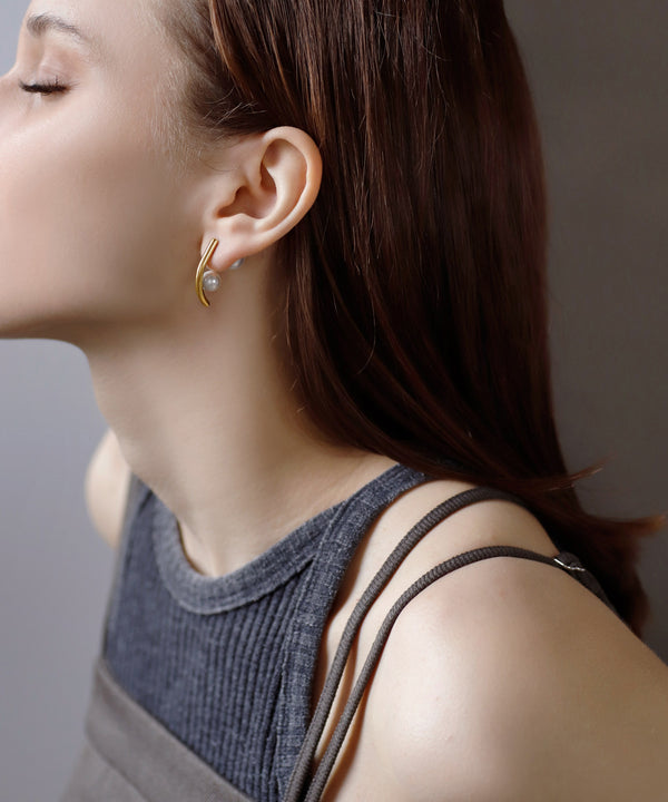 Pearl back-catch earrings [stainless steel] [Ownideal]