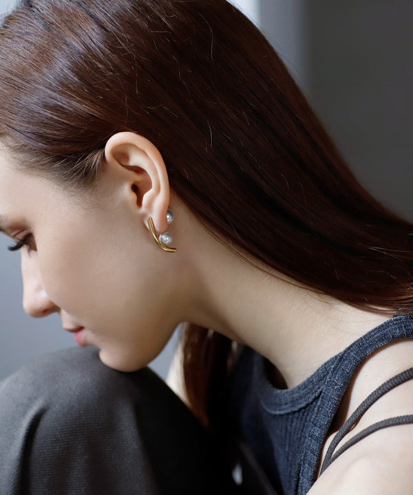 Pearl back-catch earrings [stainless steel] [Ownideal]