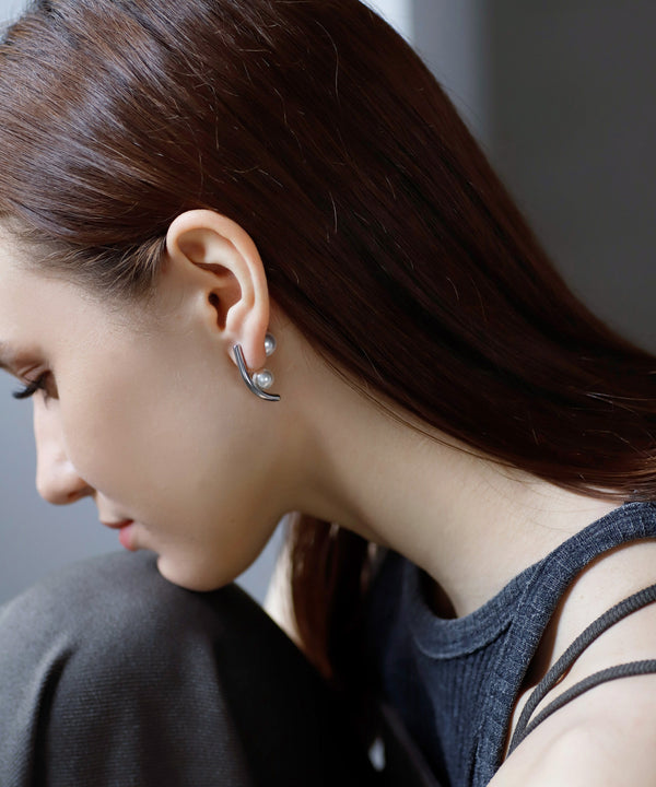 Pearl back-catch earrings [stainless steel] [Ownideal]