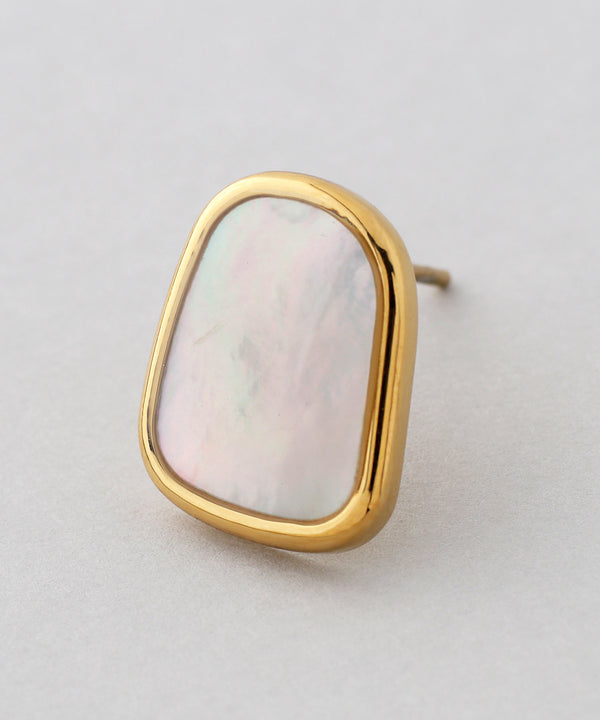 Shell Square Earrings [Stainless Steel] [Ownideal]